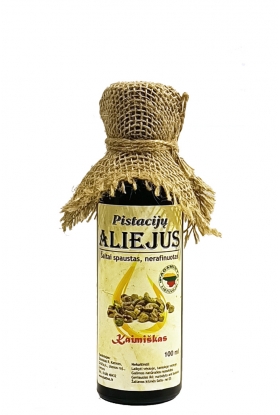 Pistacijų aliejus, šalto spaudimo (Spaustas senoviniu būdu, tamsaus stiklo buteliuke!) 100 ml.