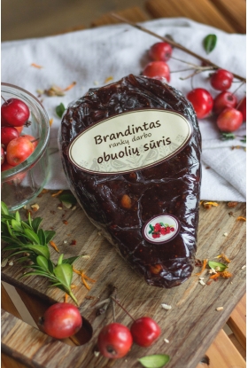 Brandintas naminis, rankų darbo obuolių sūris (su spanguolėmis). 180-250 g.