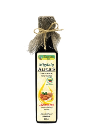 Šalto spaudimo migdolų riešutų aliejus, 250 ml. (Spaustas senoviniu būdu)