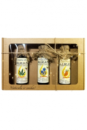 Rinkinys "IMUNITETUI" (juodgrūdės, šaltalankių bei kanapių sėklų aliejai stiklo buteliukuose) GERA DOVANA!
