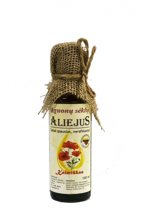 Aguonų sėklų aliejus (100 proc.natūralus, šalto spaudimo, stiklo buteliuke) 100ml.
