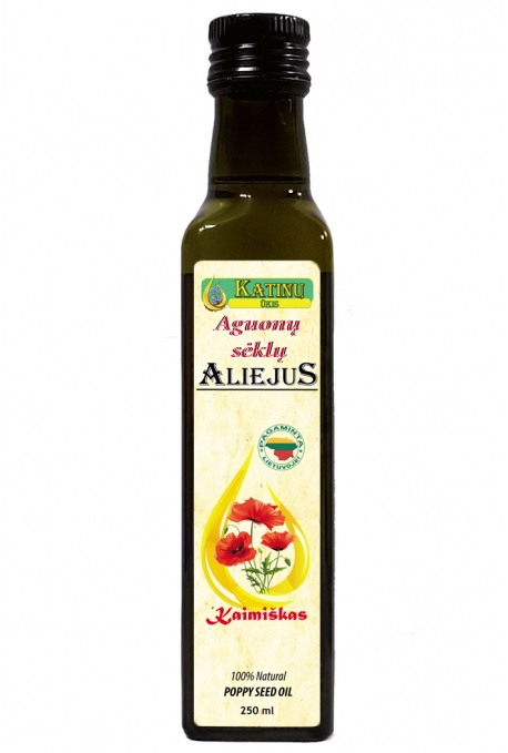 Aguonų sėklų aliejus (100 proc.natūralus, šalto spaudimo, stiklo buteliuke) 100ml.